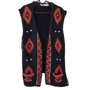 Capacity Women's Sleeveless Open Knit Sweater Art Deco Vest Size 1X